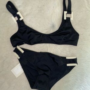 Solid and striped bikini